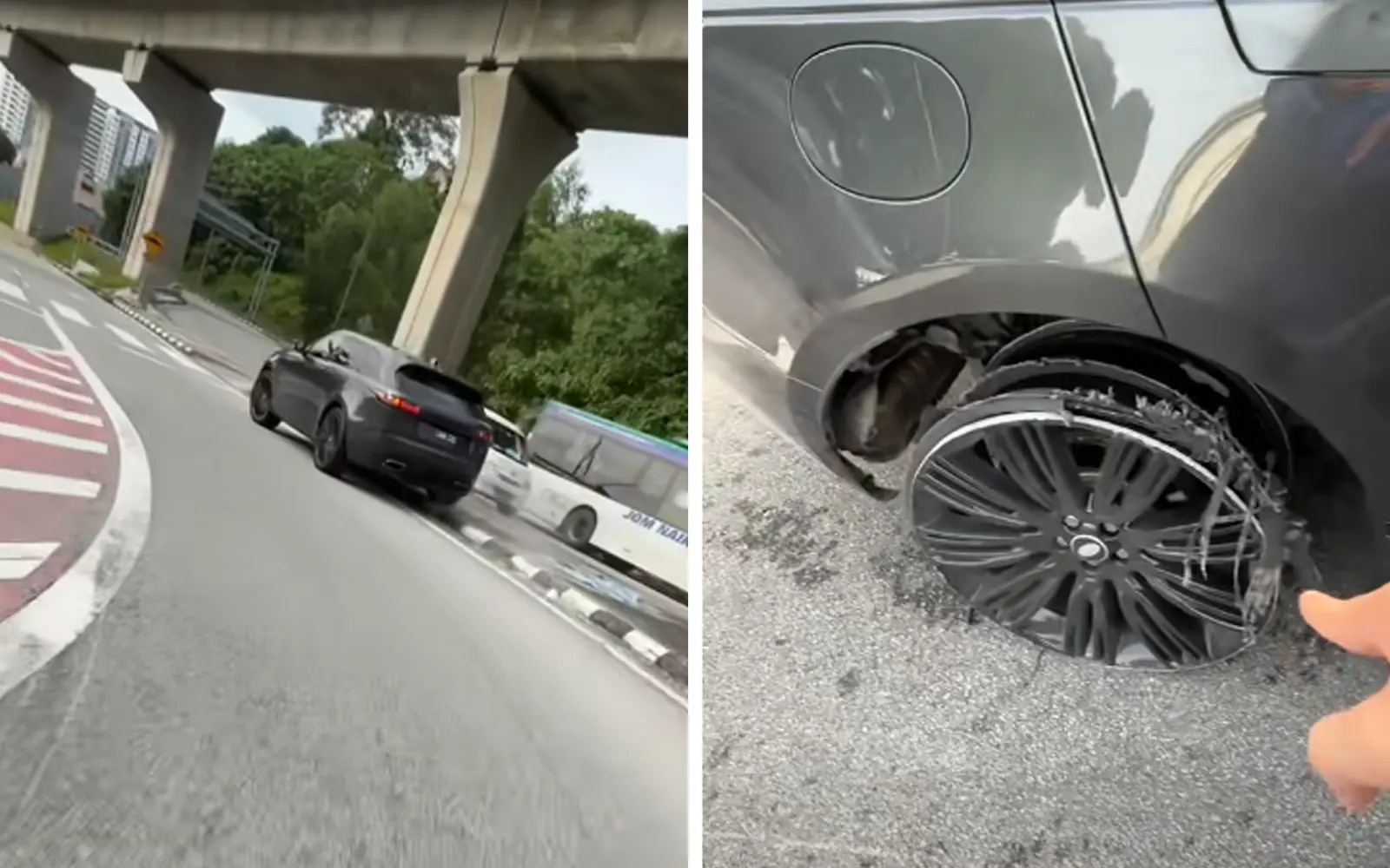 Cover Image for Look, only 3 wheels! Cops nab man who drove on bare rim