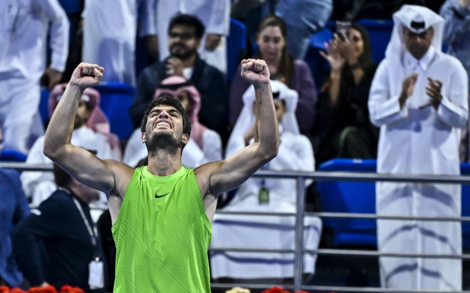 Cover Image for ‘Proud’ Alcaraz digs deep to topple Rublev and reach Qatar final